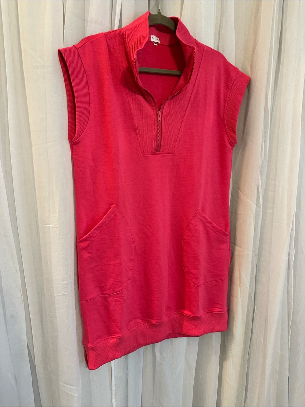 Amazon Women's Shirt Dress - Vibrant Pink with Front Zipper NWOT - Picture 2 of 15